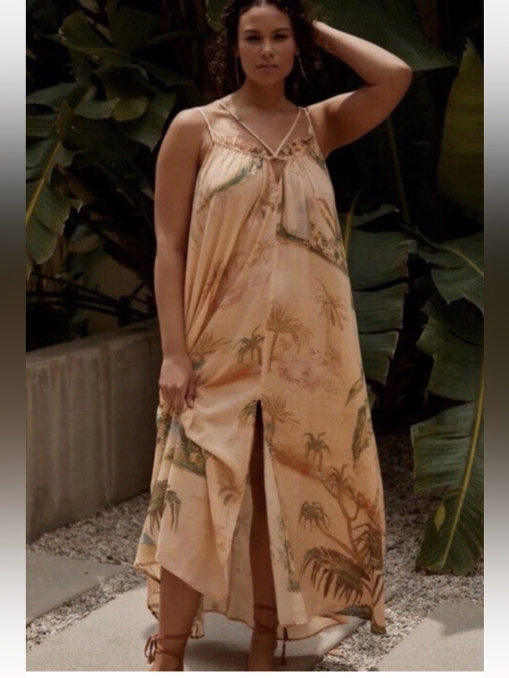 Anthropologie Tahnee Kelland Strappy Maxi Dress Peach Open Back Beach XS